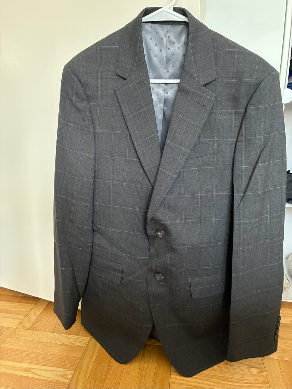 Perry Ellis Charcoal Gray Windowpane Suit Jacket